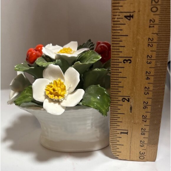 Aynsley December Christmas Rose Floral Arrangement Fine Bone China 3.25" Tall - Picture 7 of 7